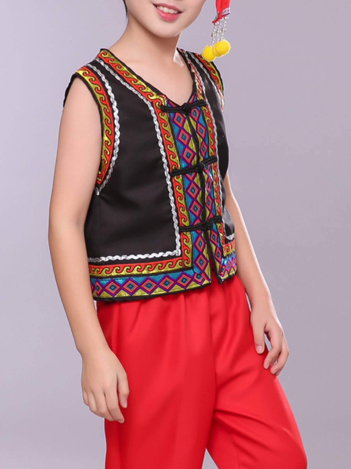 Ethical clothing children boys Zhuang Miao Miao Yi Single Women's Jelly Vests Hat Long Sleeve Performance Services
