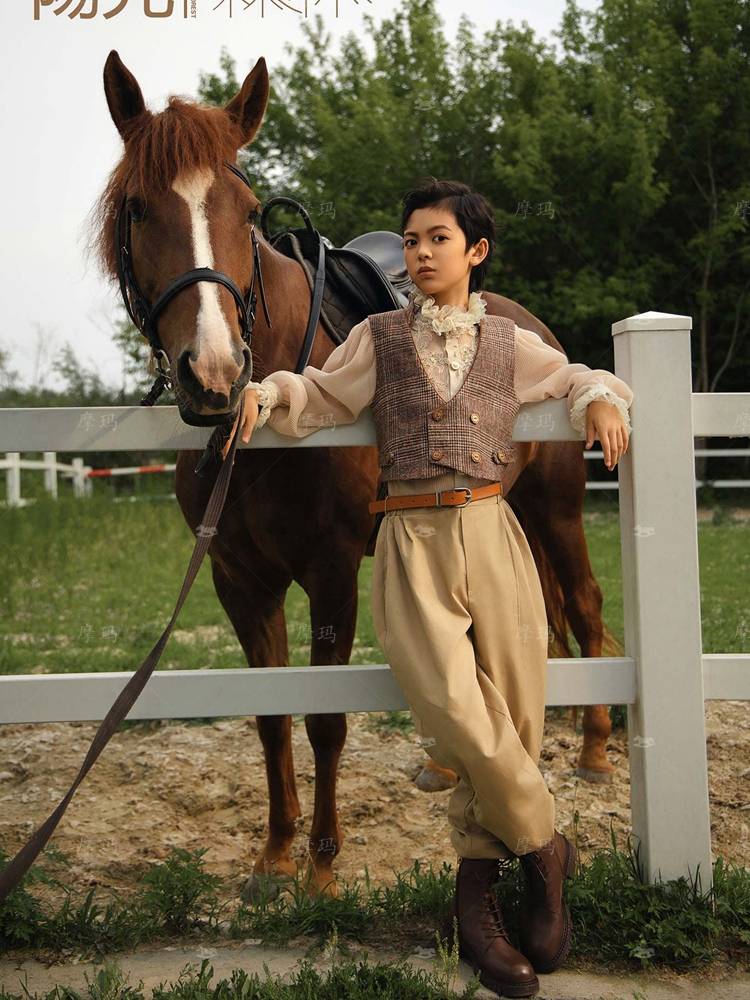 Outdoor Racecourse Riding Big Boy, Men's Female, Family Photography, Photography, Photo Studio Photo Photo Photo Theme Trend Brand Cool Handslike Riding Clothing Set