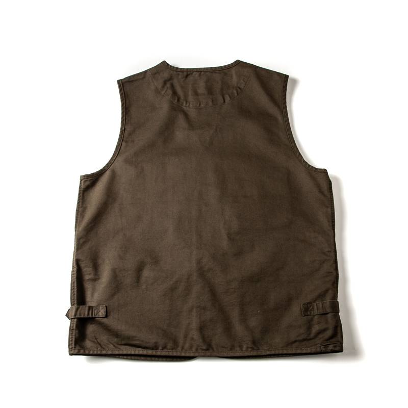 American leisure pure cotton vest men's multi -pocket all -cotton water washing shoulder outdoor workers top top vest horses tide