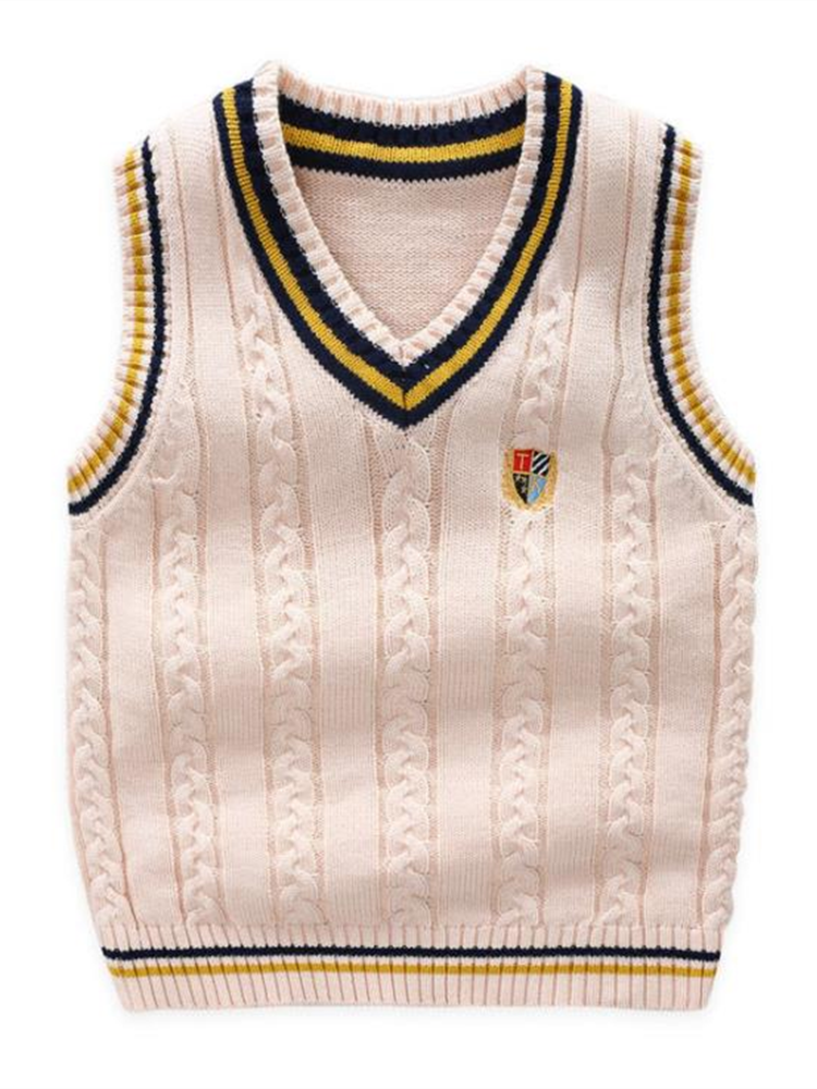 The new spring and autumn sleeveless children's V -neck sweater vest children's clothing knitted cotton woolen shirt jacket vest