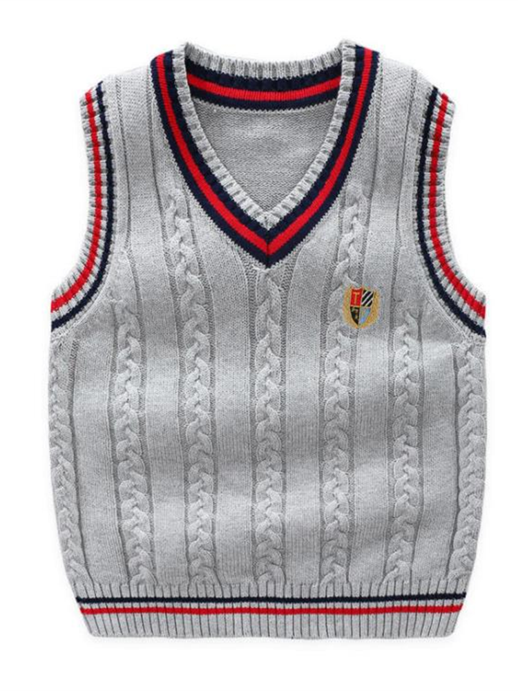 The new spring and autumn sleeveless children's V -neck sweater vest children's clothing knitted cotton woolen shirt jacket vest
