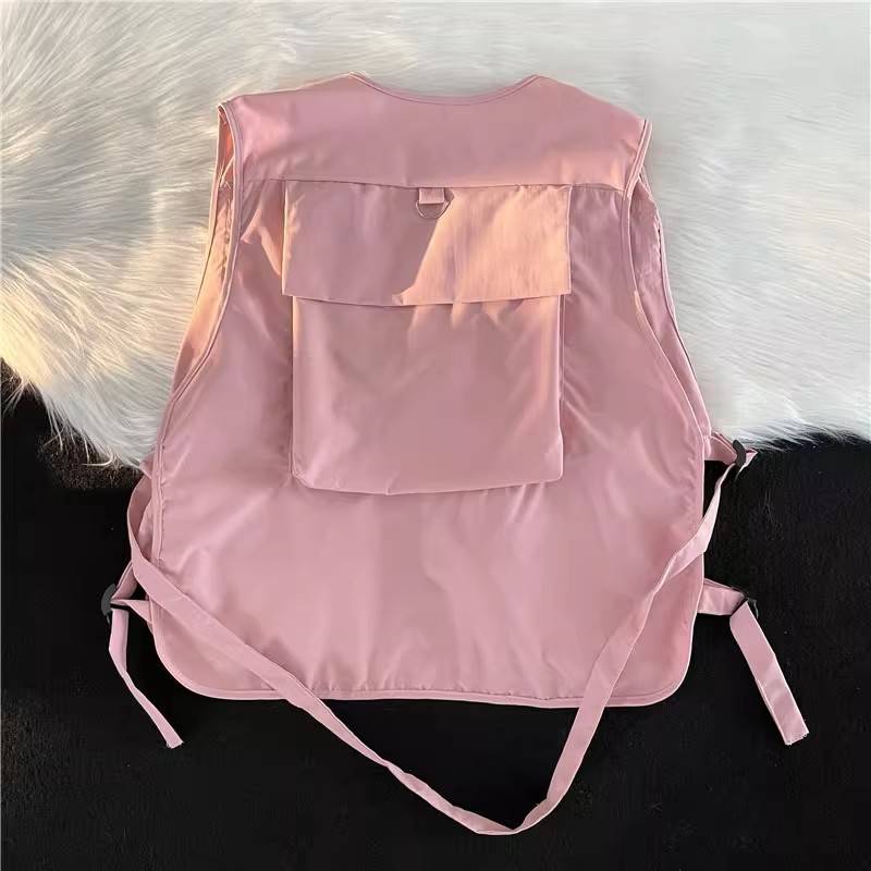 Multi -Pocket Simple Casual Pure Color State Tide Summer Youth Personalized Vetener BF Worker Vessel Jersey