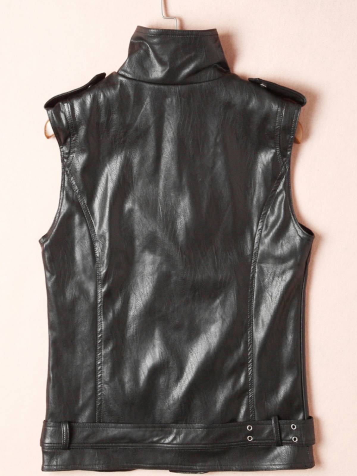 Autumn sleeveless PU leather clothing shoulder tide boy punk style zipper, suits suits leather vest thin jacket