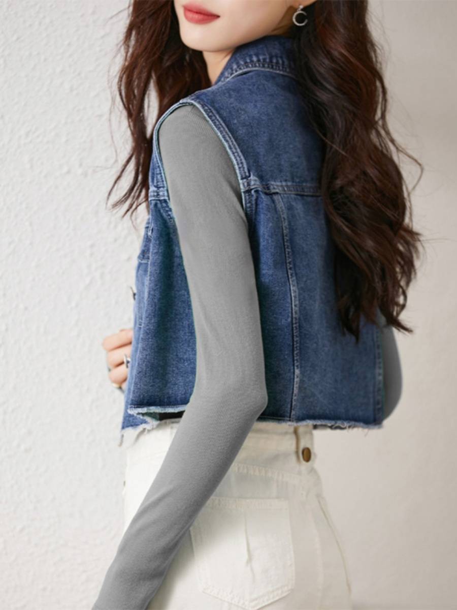 Clear warehouse leaks Outlet brand autumn fashion European and American sleeveless tops outside denim vest women
