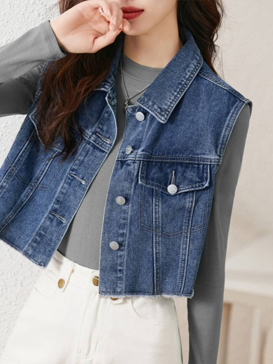 Clear warehouse leaks Outlet brand autumn fashion European and American sleeveless tops outside denim vest women