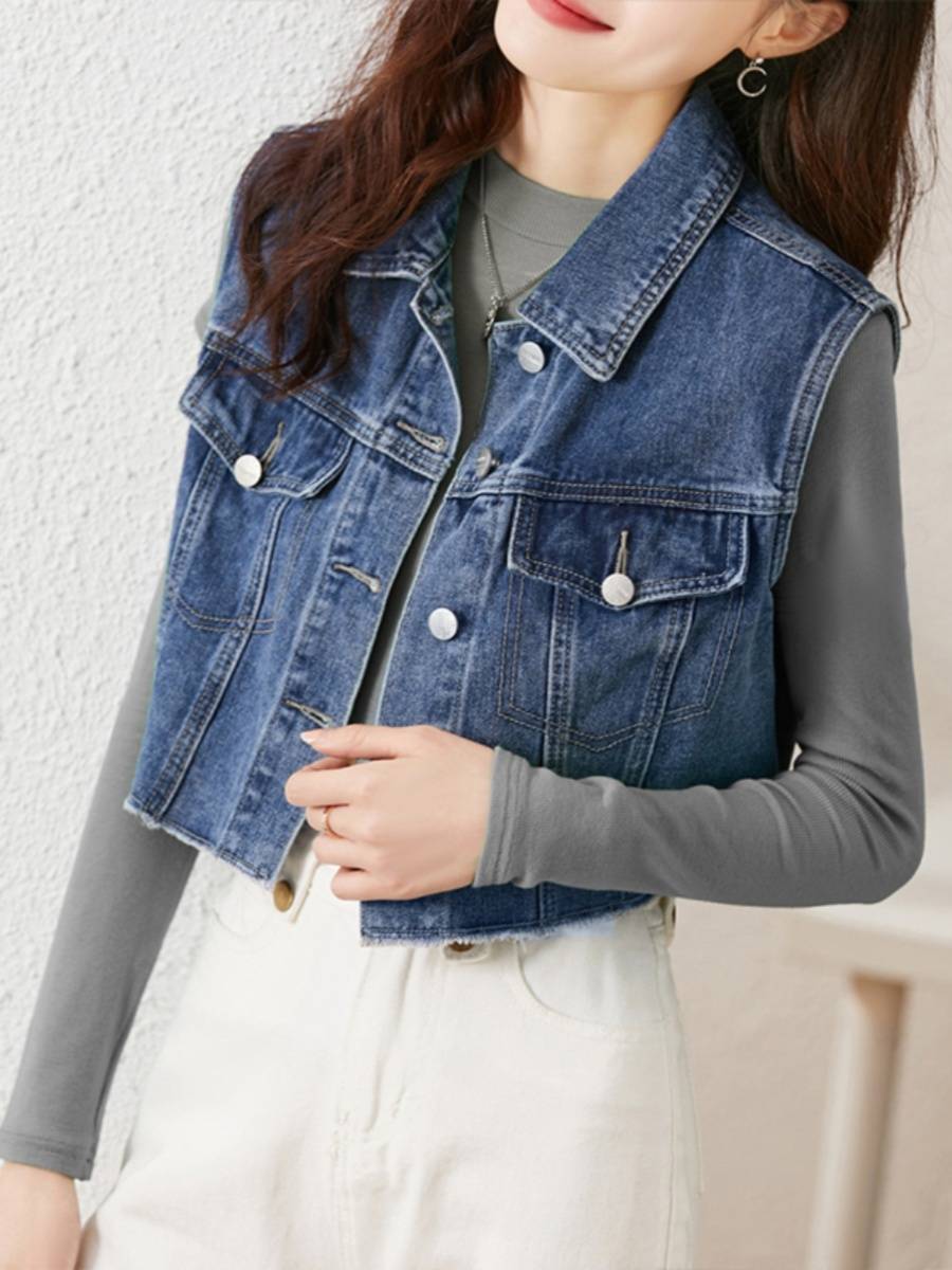 Clear warehouse leaks Outlet brand autumn fashion European and American sleeveless tops outside denim vest women