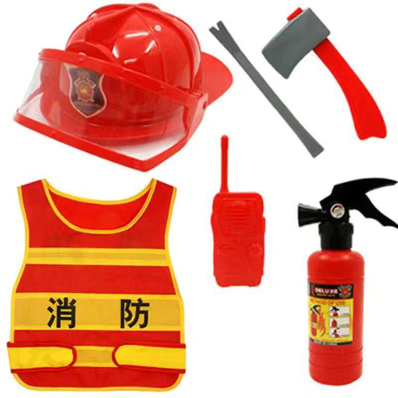 Children's firefighter clothing vest environmental protection clothes, fire hat, fire hat, experience simulation water gun performance backpack