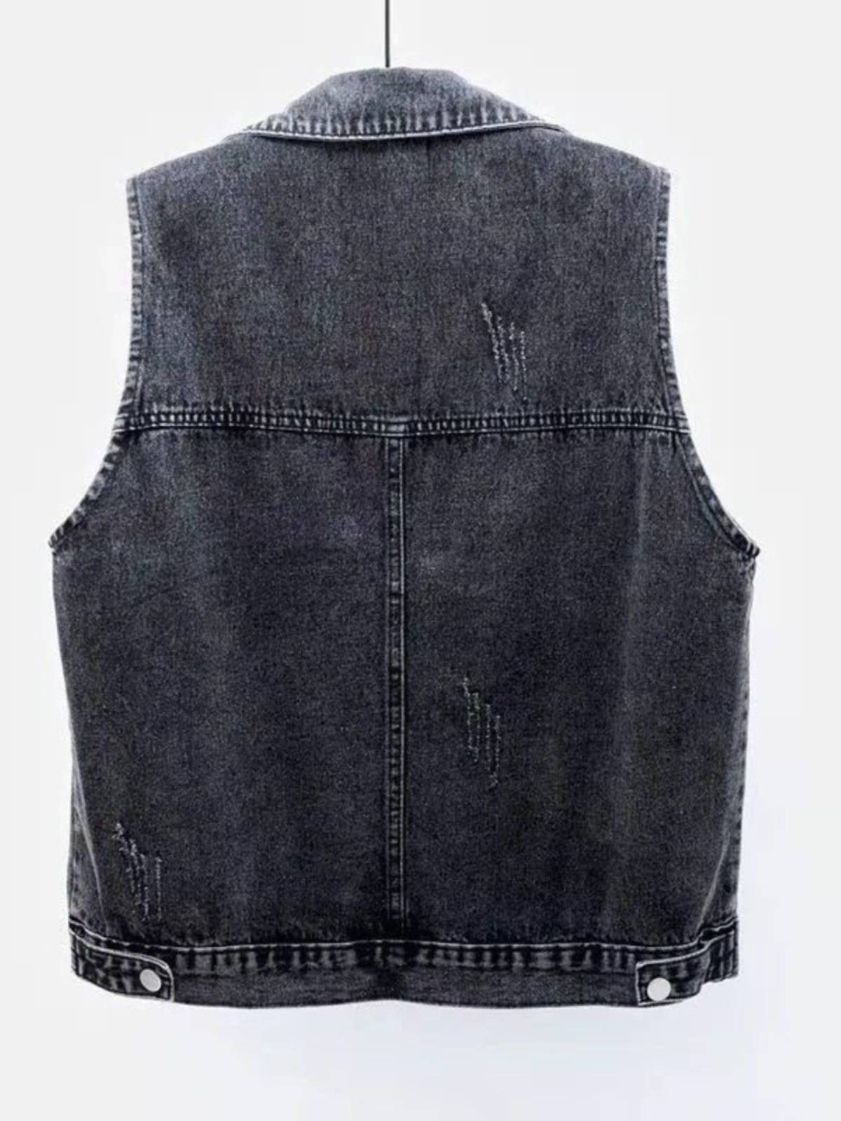 Exit clearance female blue denim vest simple big pocket sleeveless vest versatile casual shirt