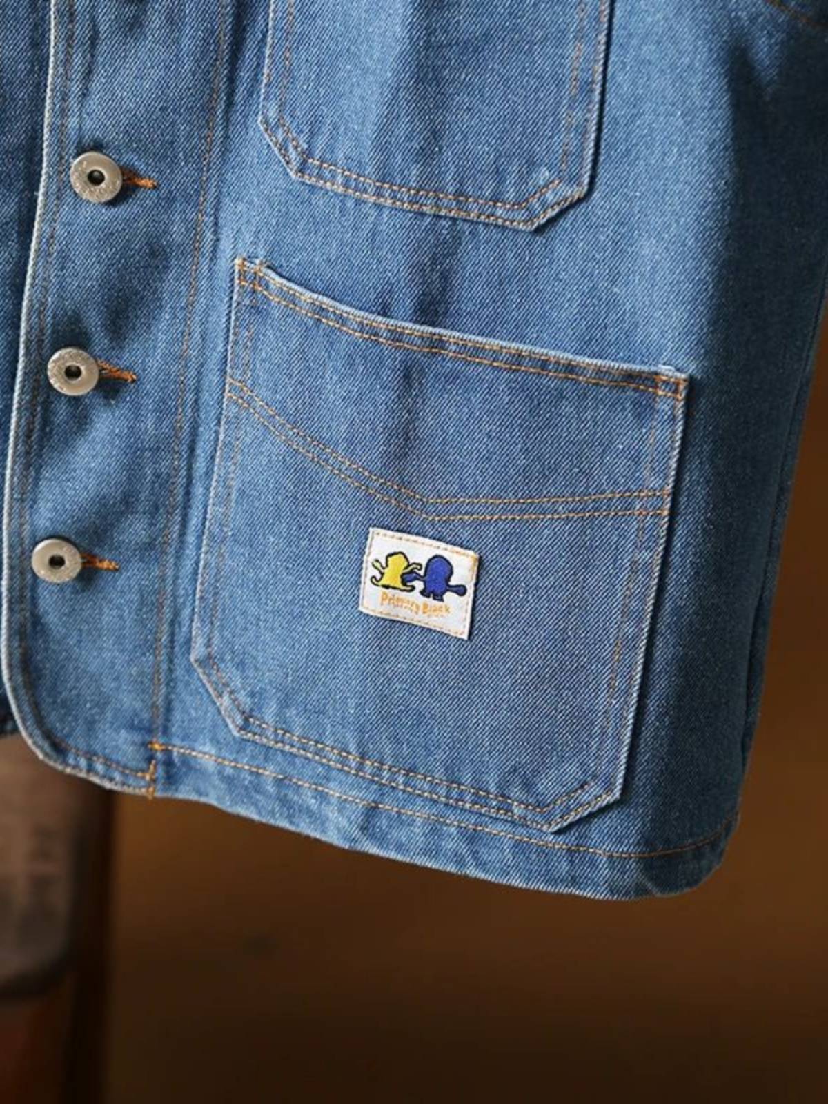 Japanese work!Custom blended fabric!Men's summer couple with retro denim vest outer tide