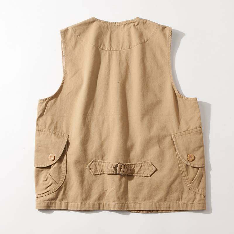 Japanese multi -pocket worker vest women's neutral BF wind loose short -habitable couple versatile retro top men