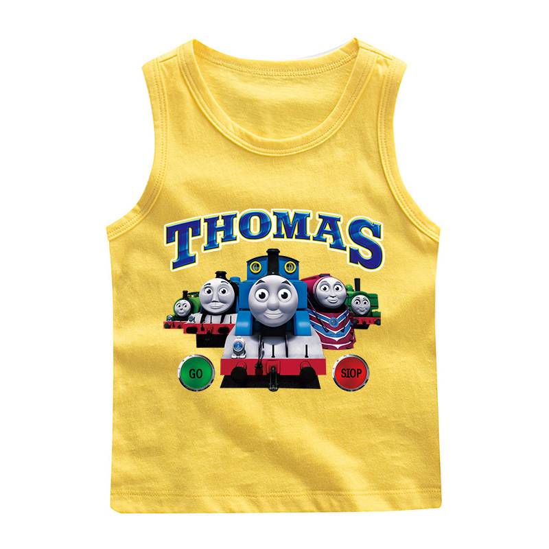 Thomas small train pattern clothes T -shirt boys with pure cotton children's clothing to cut sleeve summer sweat shirts breathable
