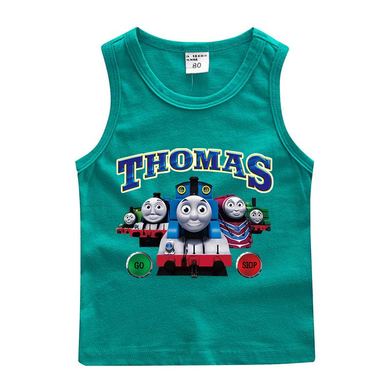 Thomas small train pattern clothes T -shirt boys with pure cotton children's clothing to cut sleeve summer sweat shirts breathable