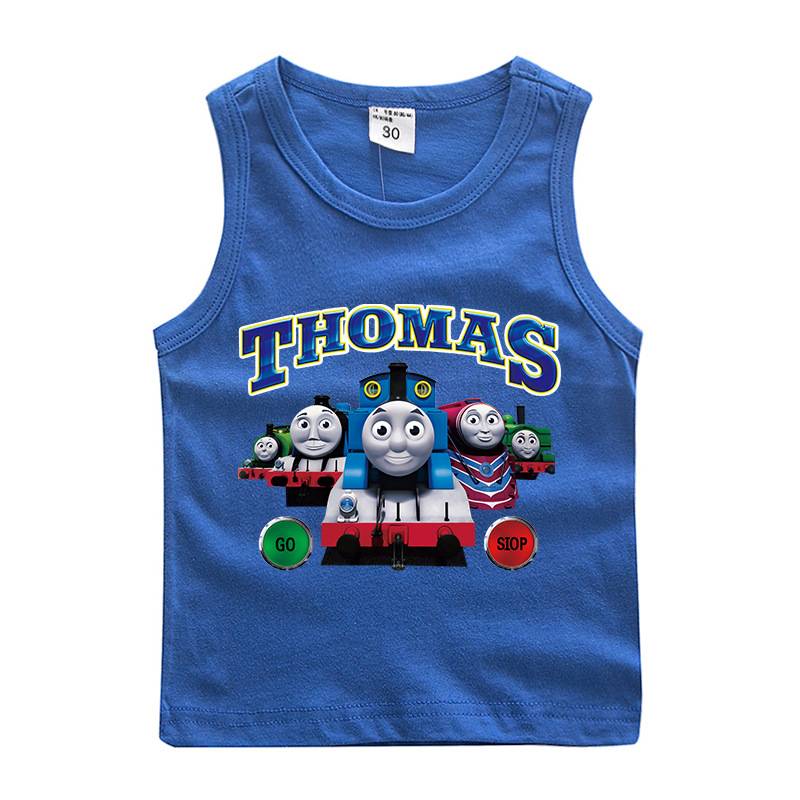 Thomas small train pattern clothes T -shirt boys with pure cotton children's clothing to cut sleeve summer sweat shirts breathable