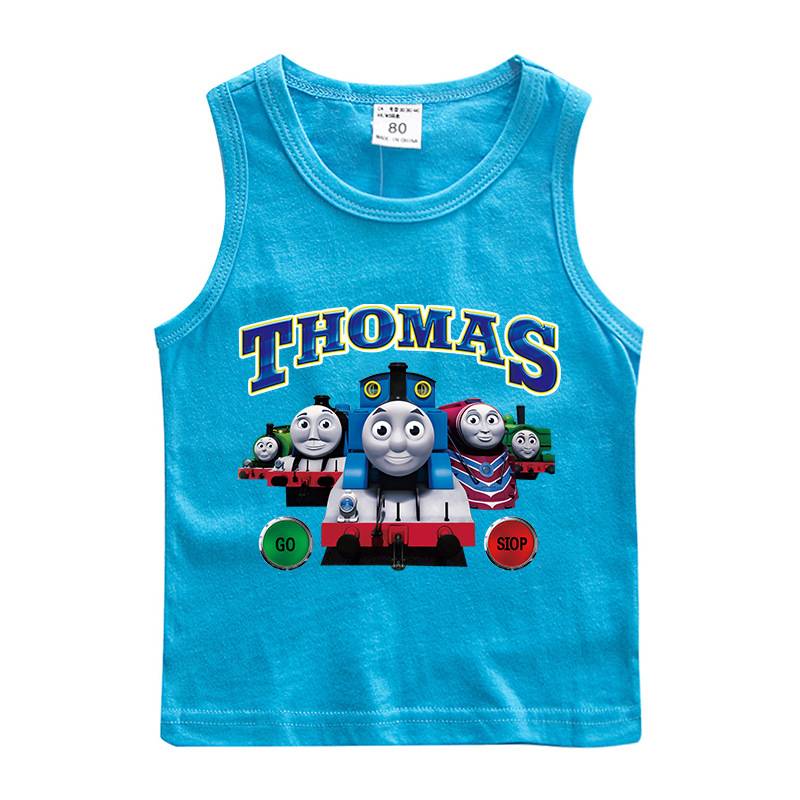 Thomas small train pattern clothes T -shirt boys with pure cotton children's clothing to cut sleeve summer sweat shirts breathable