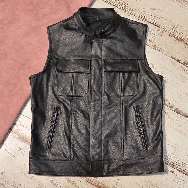 Special offer leather vest men's leading layer cowhide motorcycle leather coat Harley riding vest shoulders