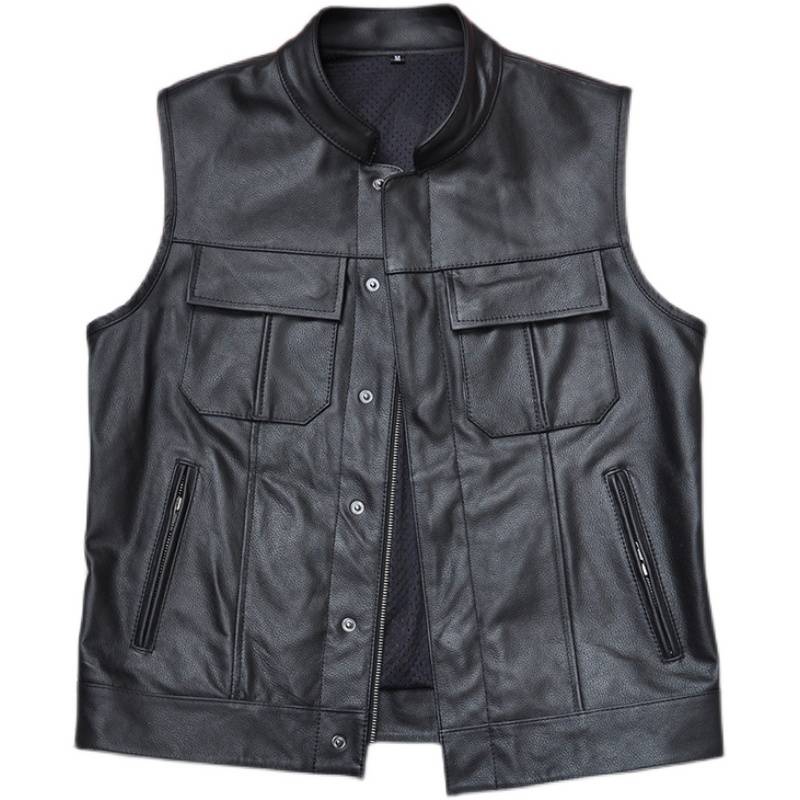 Special offer leather vest men's leading layer cowhide motorcycle leather coat Harley riding vest shoulders