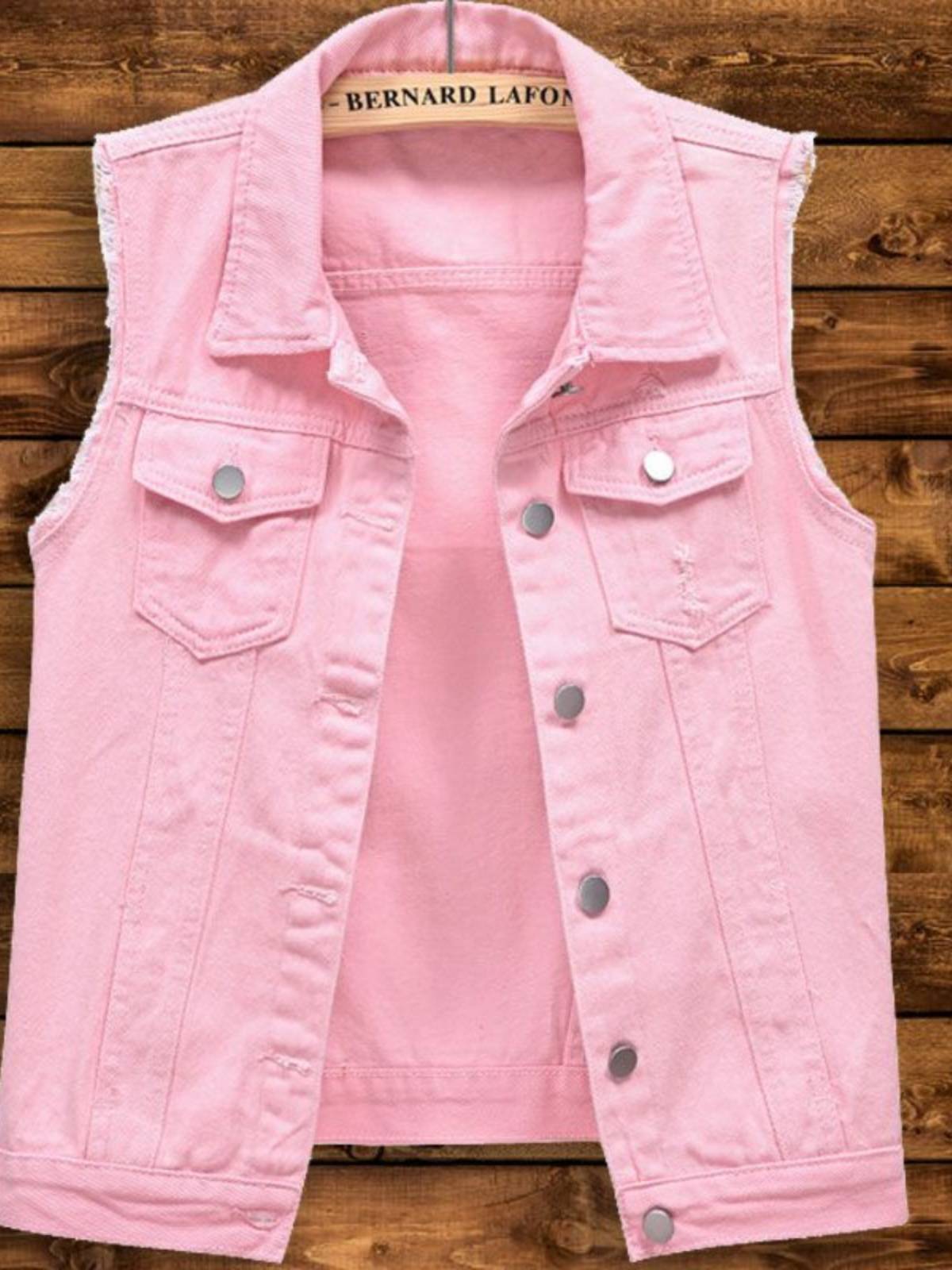 Denim horse -nerring short European cargo ripped out of spring and summer, shoulder overlap, wearing small jackets, wearing horses clip vests