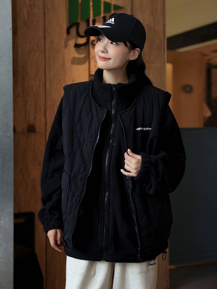 Wild space grasspace Japanese stand -up collar two -piece disassembly vest women's winter shake puffy jacket jacket