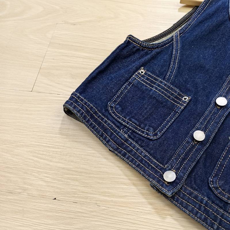 1211 short tide denim vest 100-170 Height girl vest, big boy denim jacket children's jacket