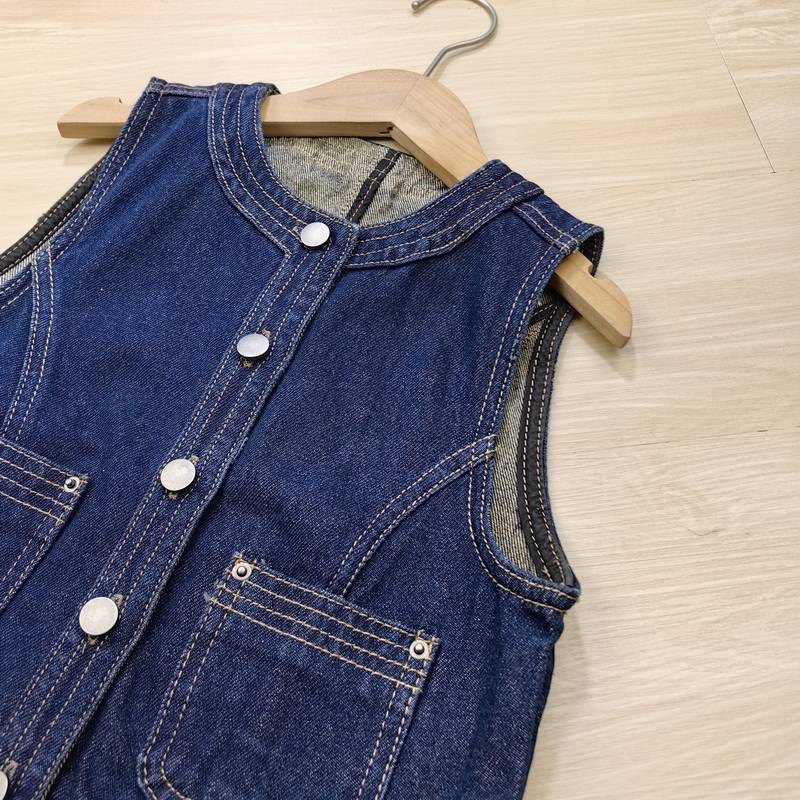 1211 short tide denim vest 100-170 Height girl vest, big boy denim jacket children's jacket