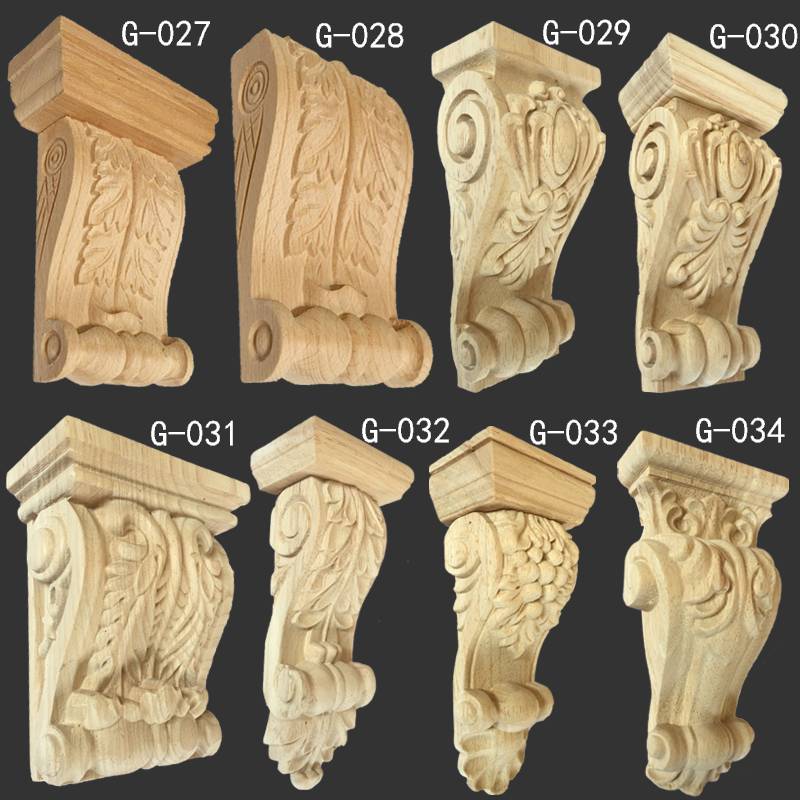 Dongyang woodcarvan European -style solid wood column head carved stigma Chinese cabinet Liang Tomaro column head wardrobe decoration
