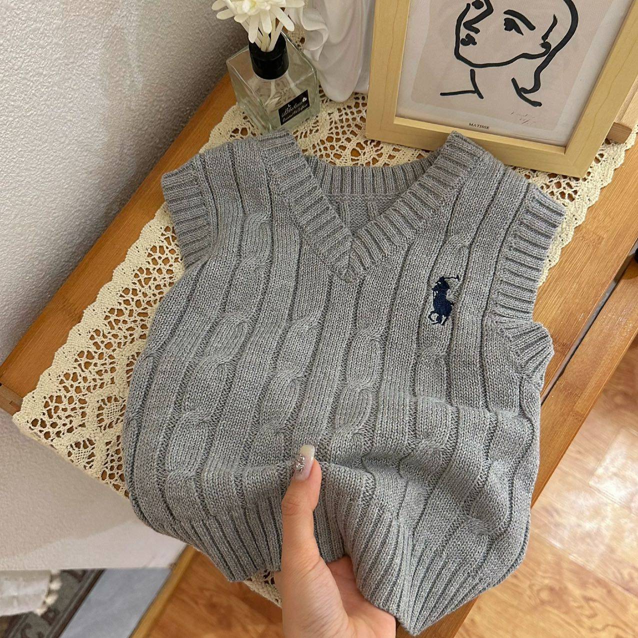Children's sweater vest 2023 autumn and winter parent -child twist cotton knit vest boys' foreign spring sweater tide