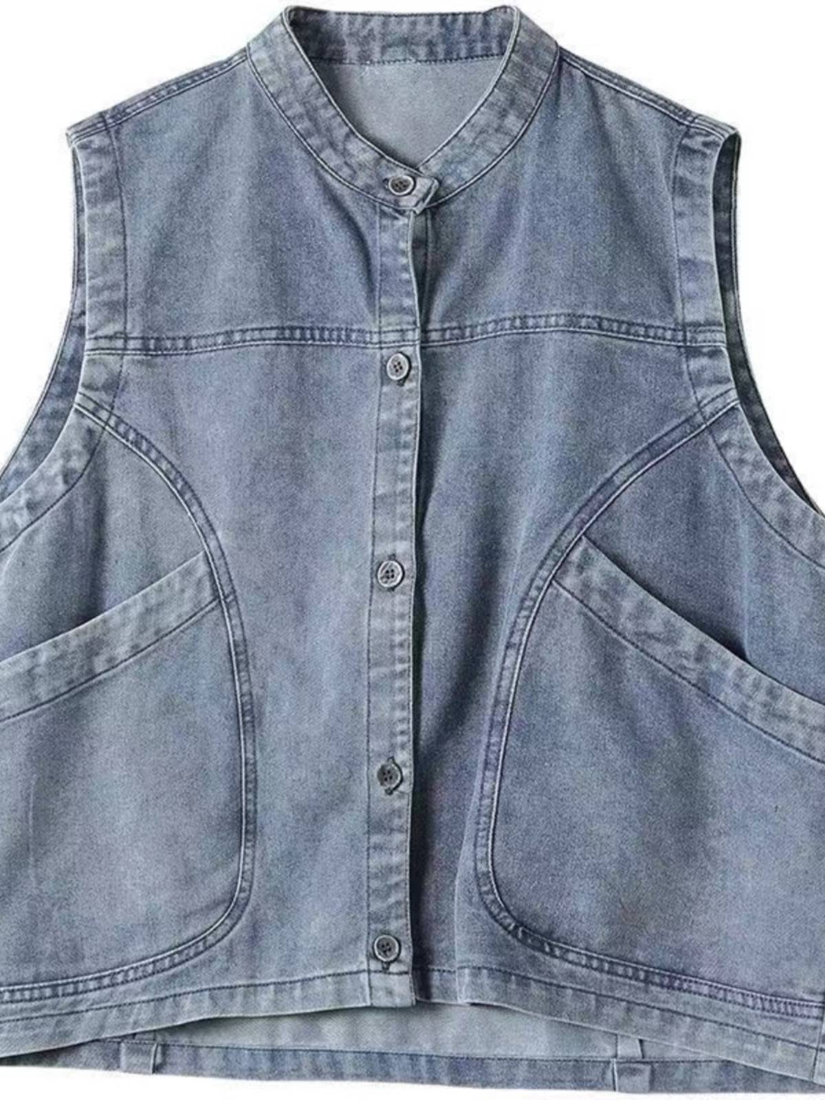 Age -age -reducing denim vest Women 2024 new spring and summer sleeveless thin top versatile casual short horse clip