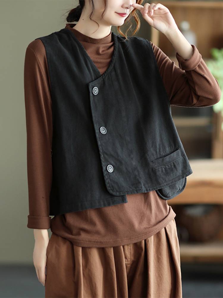 Japanese Japanese export -tail shear coding Women's retro shoulder short horse clip vest sleeveless top