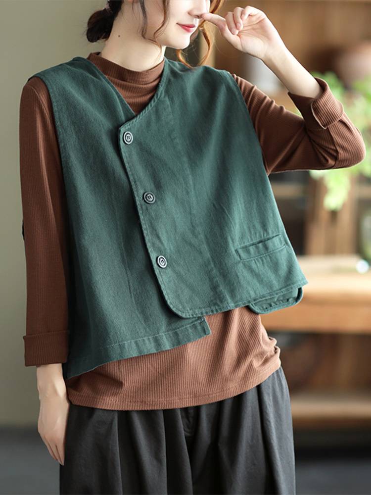 Japanese Japanese export -tail shear coding Women's retro shoulder short horse clip vest sleeveless top