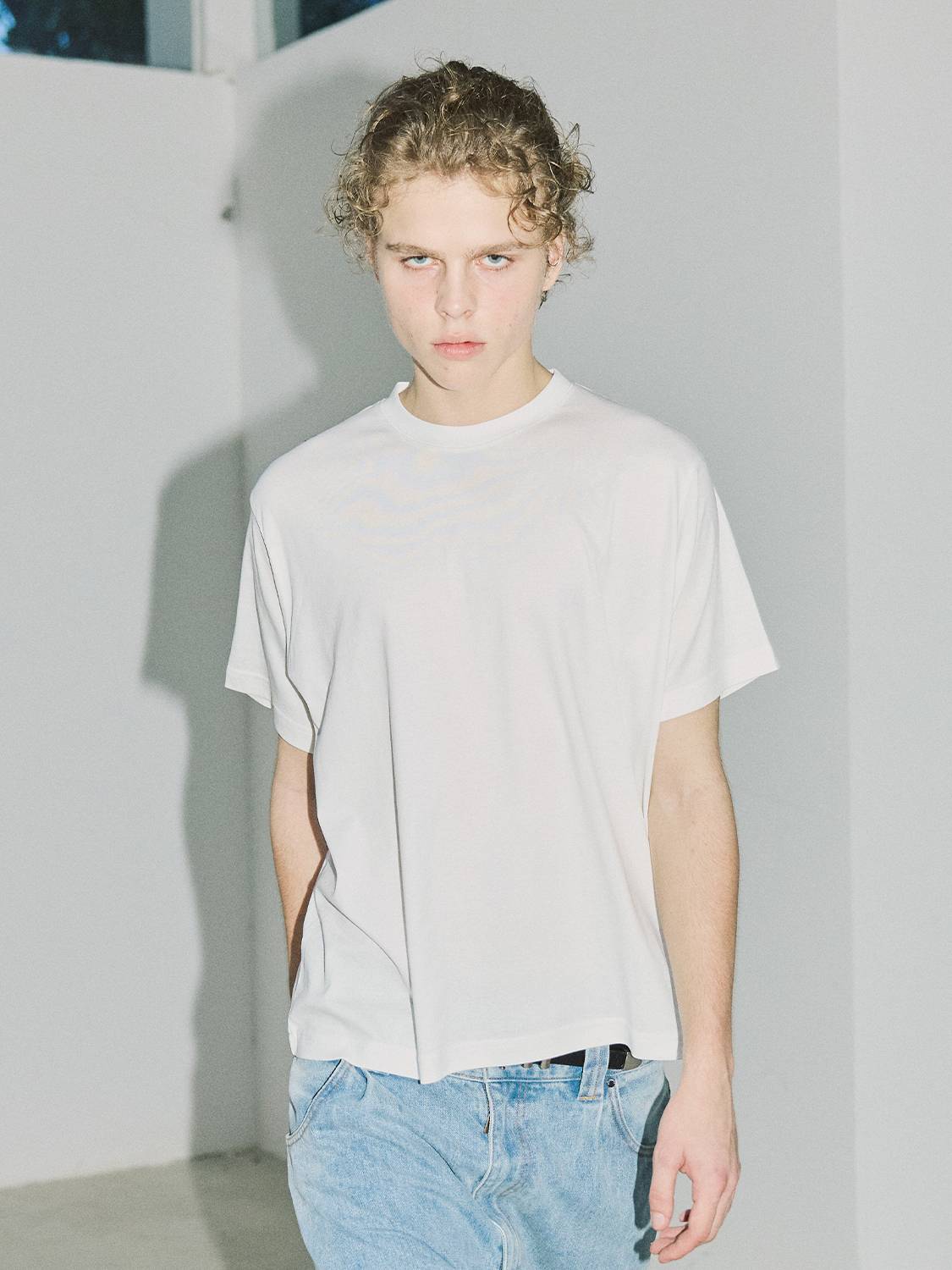 Tenderlyingside solid color "lightweight" puppet "horsesh cotton versatile short -sleeved men and women top/commute daily