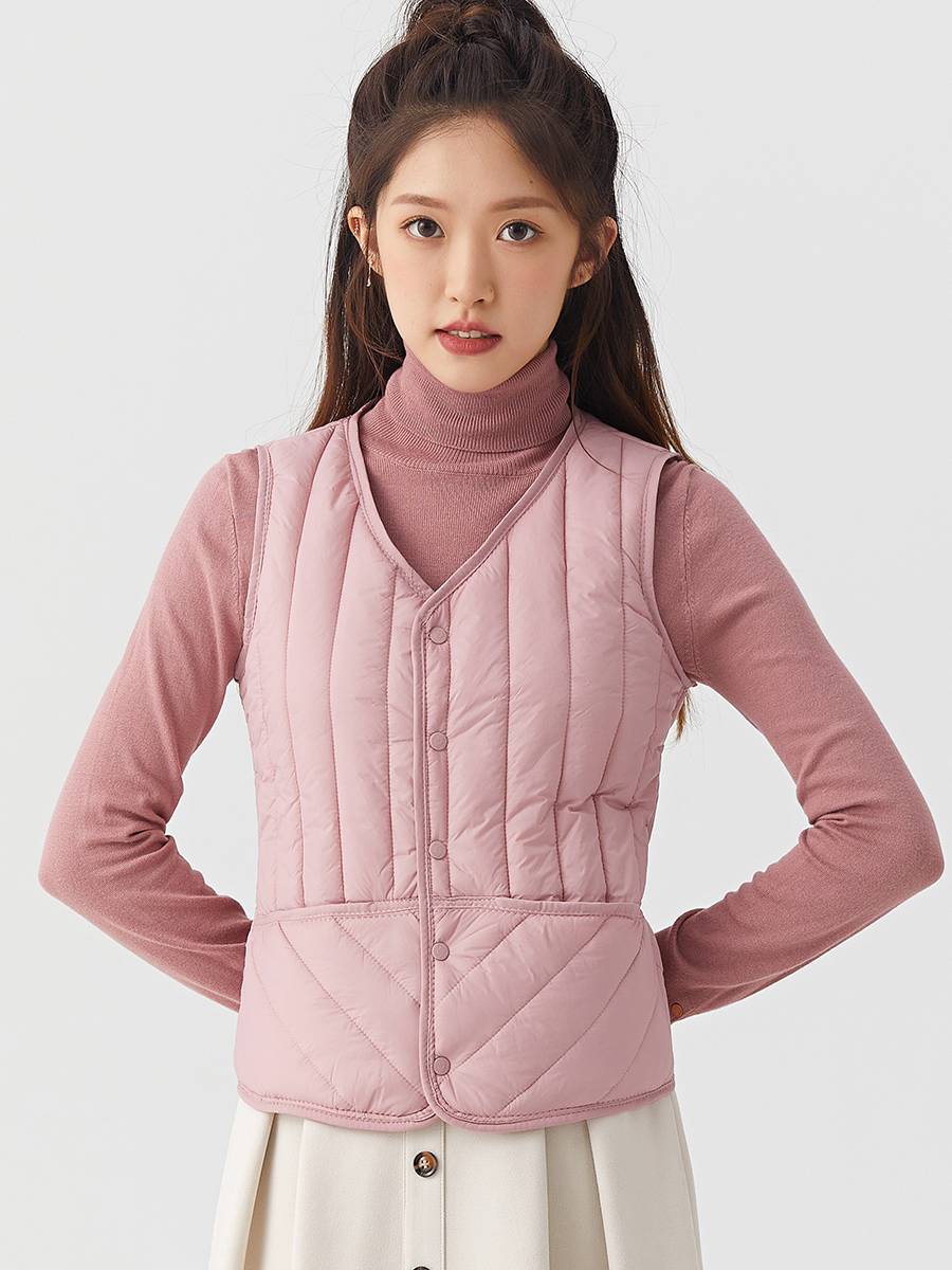 Autumn and winter ladies down cotton vest middle elderly shoulder, shoulder, light, light slim slimness, thin, bottoming vest thickened large size