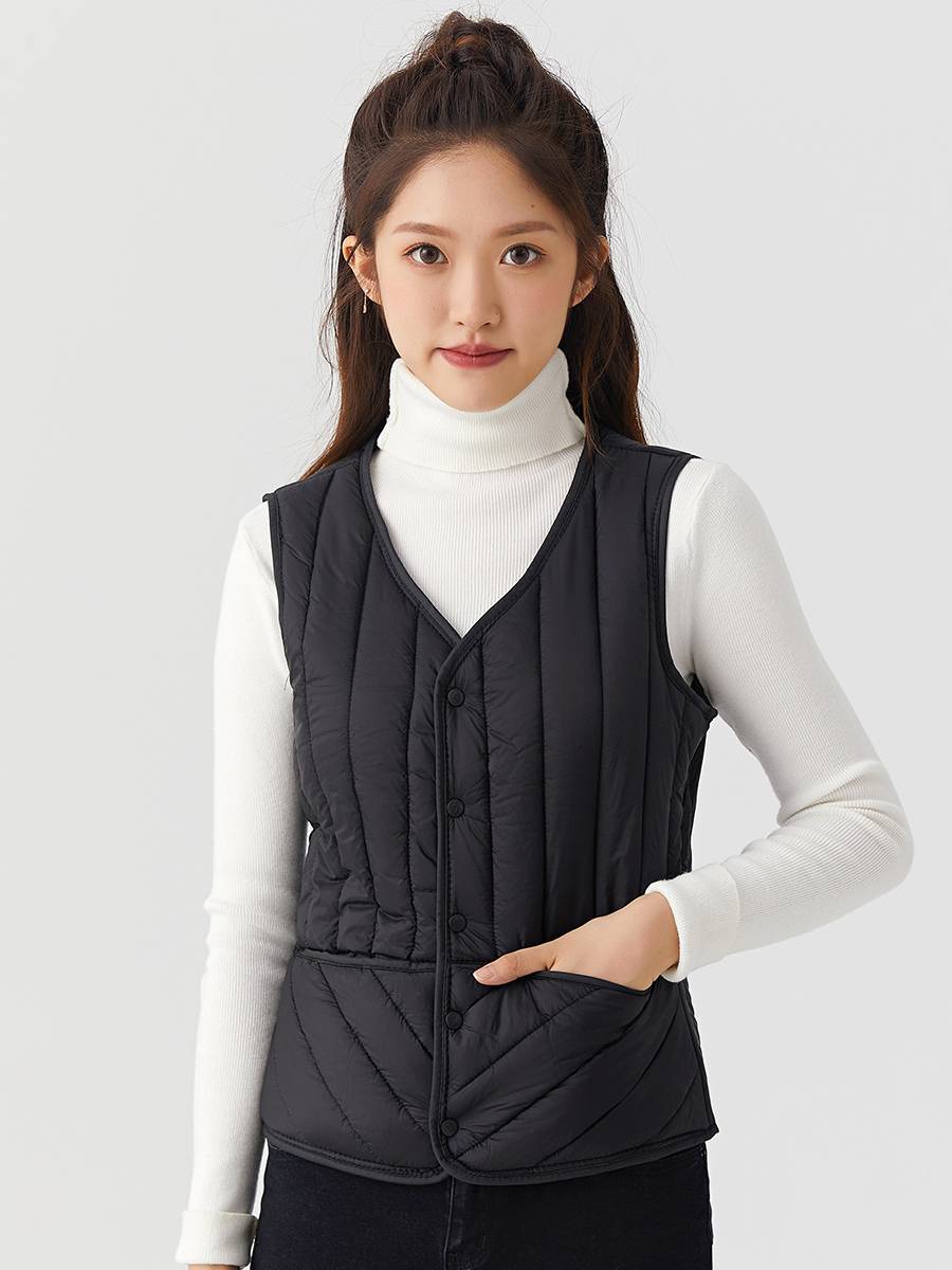 Autumn and winter ladies down cotton vest middle elderly shoulder, shoulder, light, light slim slimness, thin, bottoming vest thickened large size