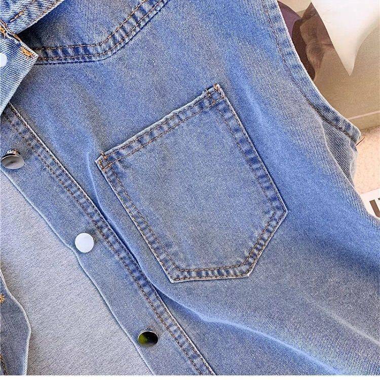 Denim vest jacket female summer thin small small one outside jacket 2024 new sleeveless vest, shoulder top
