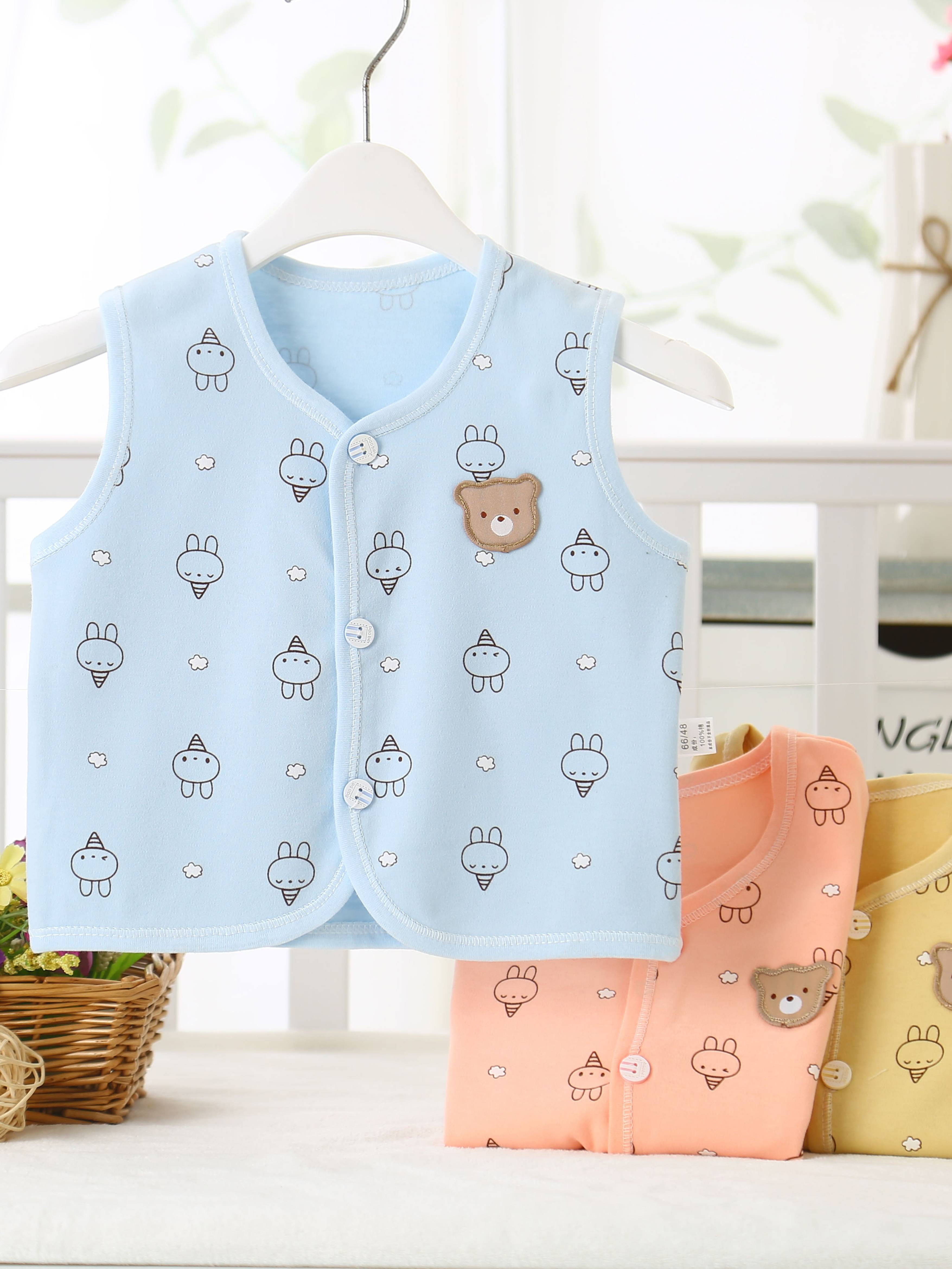 Baby vest spring and autumn pure cotton thin baby vest, summer newborn clothes vest, top, shoulder and young children