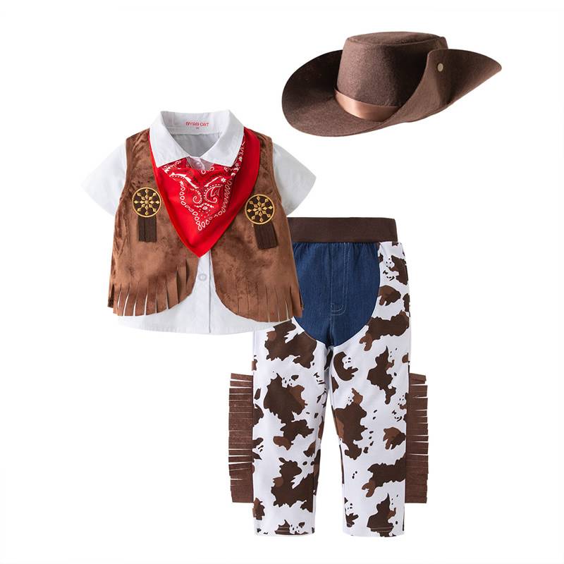 Halloween clothing children Cosplay clothing boys vest set Kindergarten western denim performance clothing