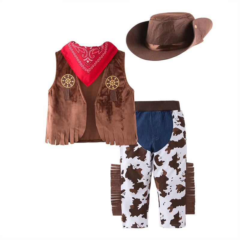 Halloween clothing children Cosplay clothing boys vest set Kindergarten western denim performance clothing