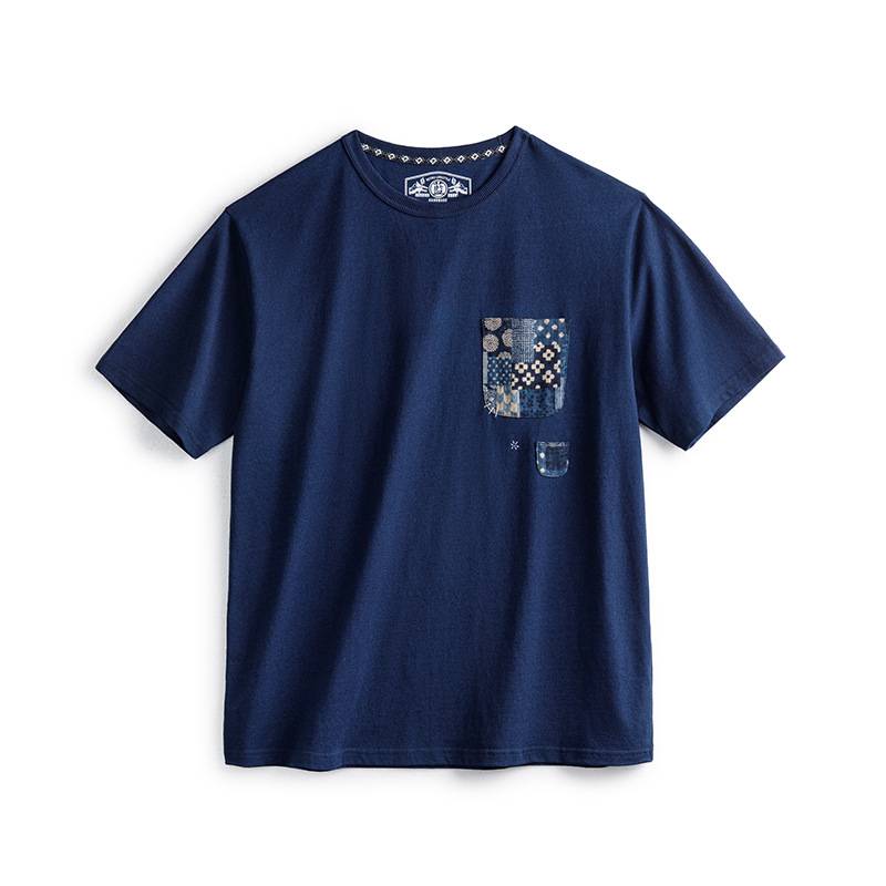 Madonna, a blue-coloured plant, a t-shirt retro-indigo for summer