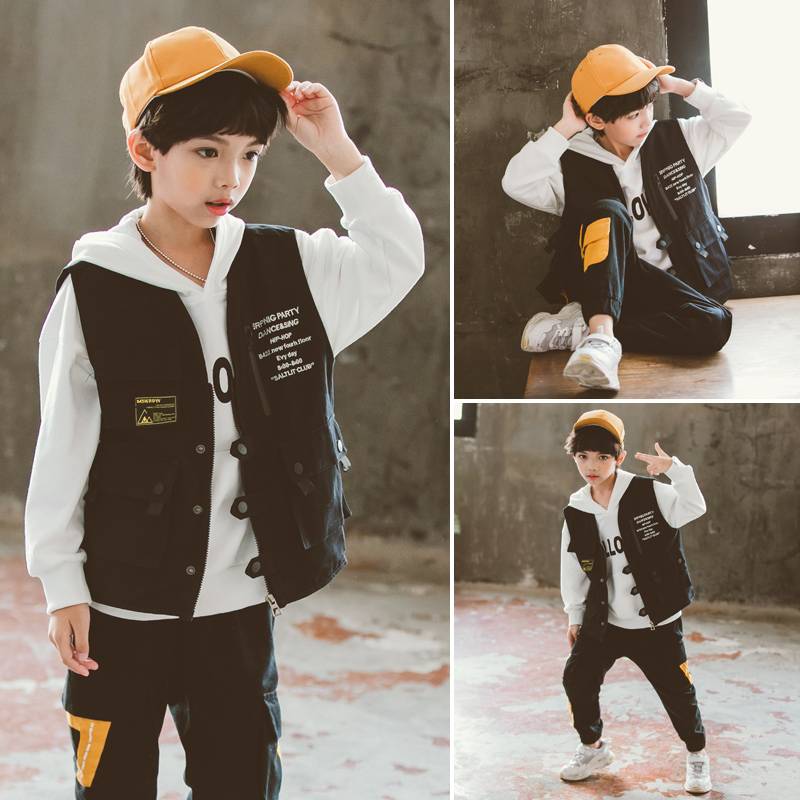 Boysgie Workers' Wind vest Spring and Autumn 2024 New autumn children's foreign vest, vest, shoulder, shoulder child jacket handsome
