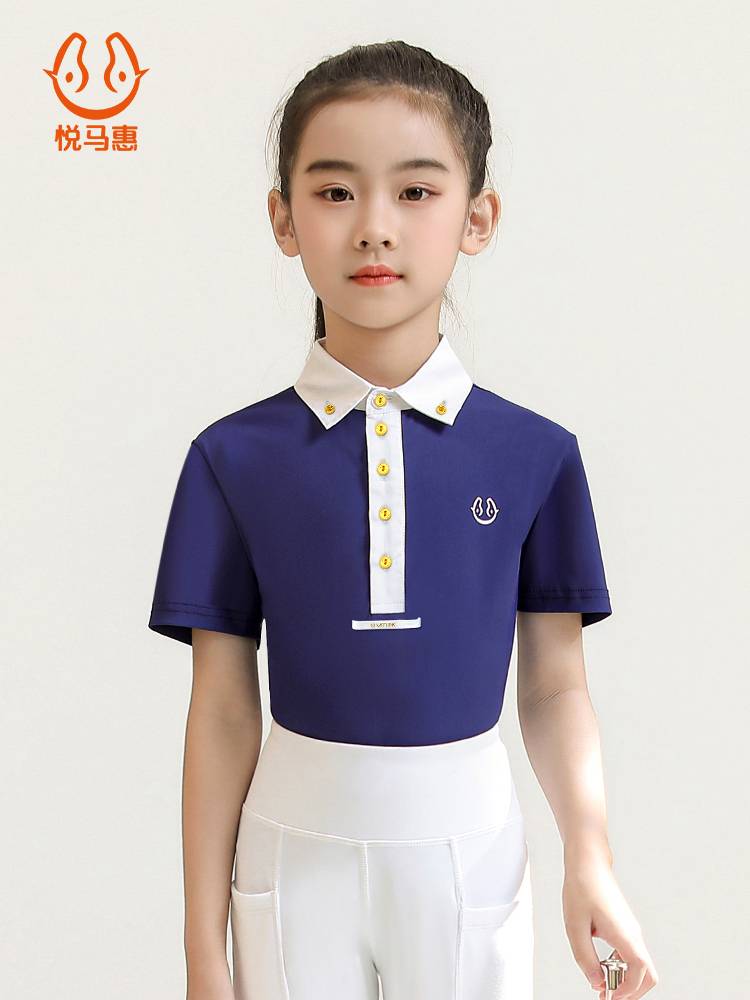 Yuema Hui Summer Children's Equestrian T -shirt Short -sleeved Top Girls Riding Clothing Male Equestrian Equipment Lidies