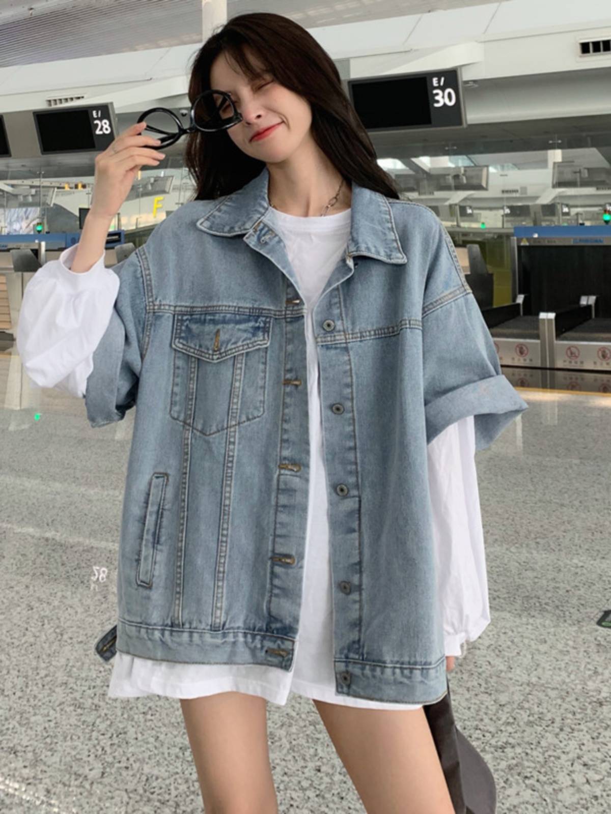 Cowboy vest outer set female European jacket spring autumn horses, Korean version of BF lazy wind sleeveless vest, shoulder top