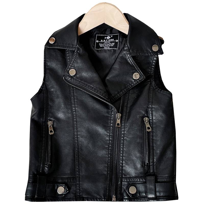 Children's clothing boys leather vest jacket new children's clothing spring and autumn locomotive children's leather jackets, shoulder, girl horse pinunk punk style