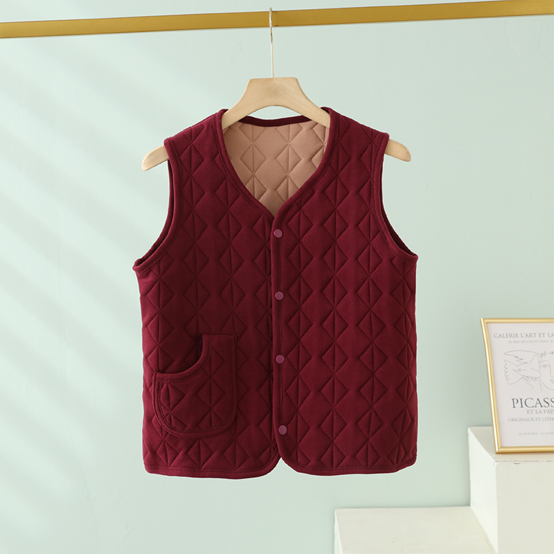 Autumn and winter deer, warm vest female plus velvet thickened V -neck shoulder, a mother, a mater