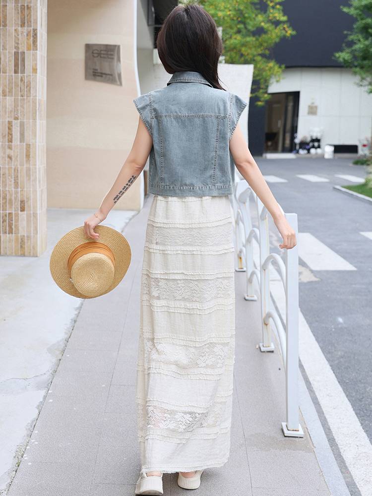 Summer thin denim horsema short jacket 2024 summer new denim is thin casual small shoulder top