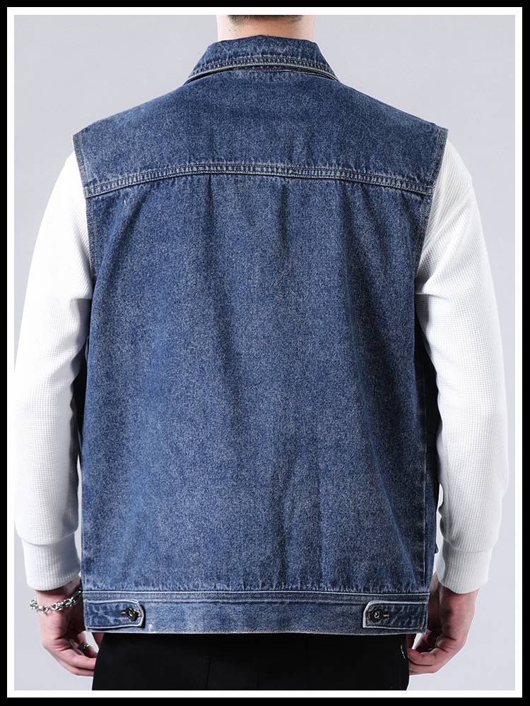 Denim vest men's summer tide brand inspiration, loose shoulder sleeveless vest work jacket jacket, male