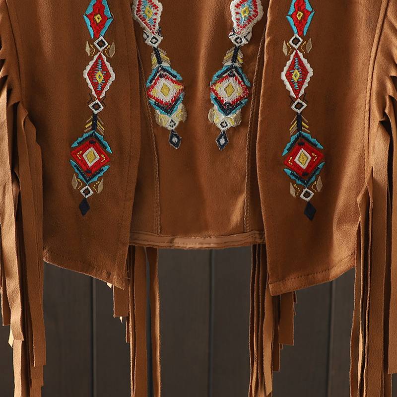 Atlantic suede ethnic style vest embroidery stack wearing outside shoulder shoulder short jackets Liu Suma clip retro vest