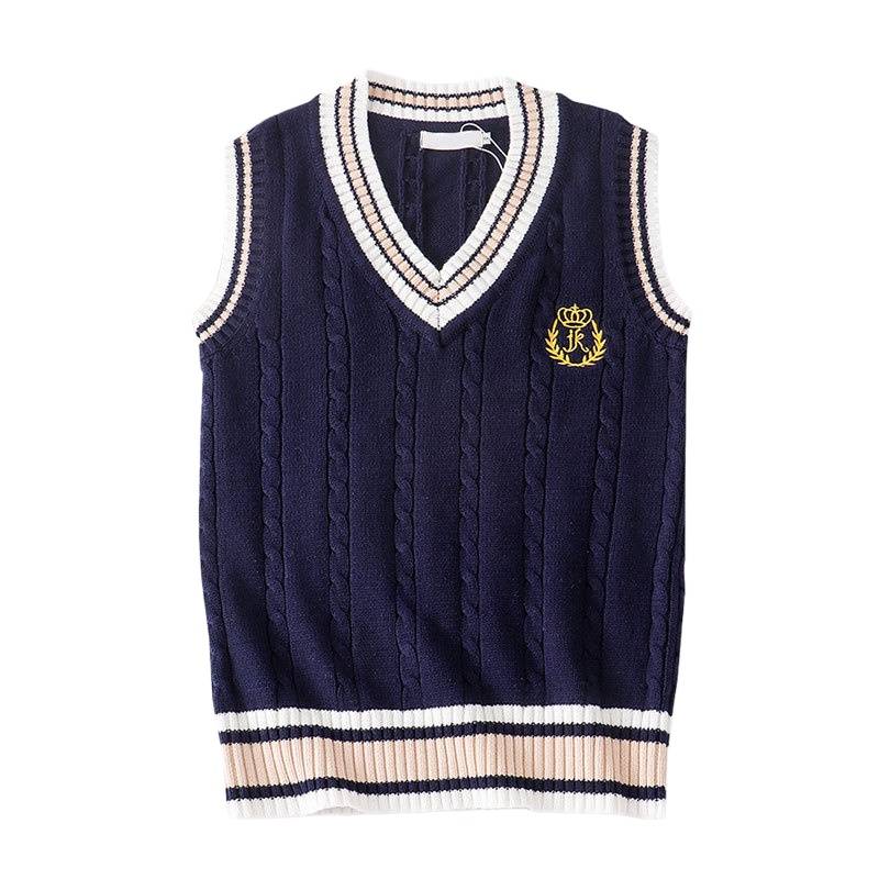 DK sweater vest school style vest shirt two sets of men's junior high school school uniforms V -neck wool jk