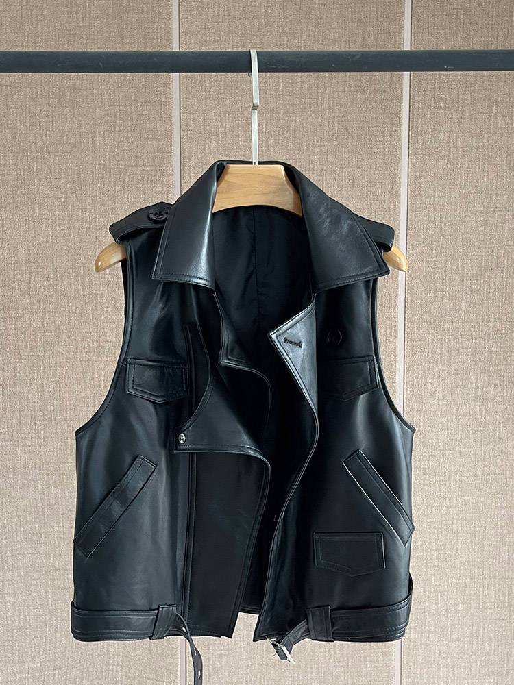 Disappearing, Ni Ni, the same brown retro leather vest female cotton leather sheep, sheep, sheep, suits and horses, horses and horses