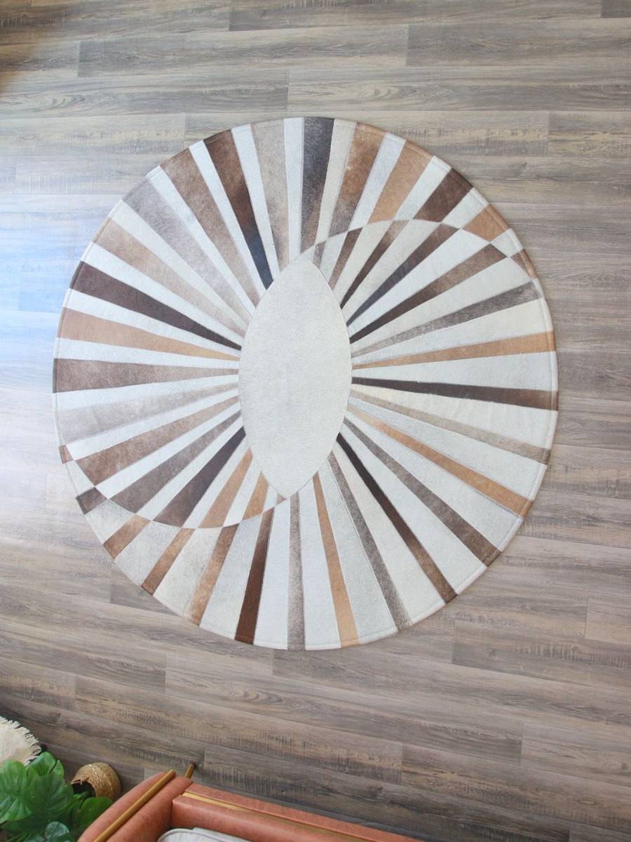 Original soft cowhide leather horse carpet leather fur patching round carpet coffee table casual chair casual chair new products