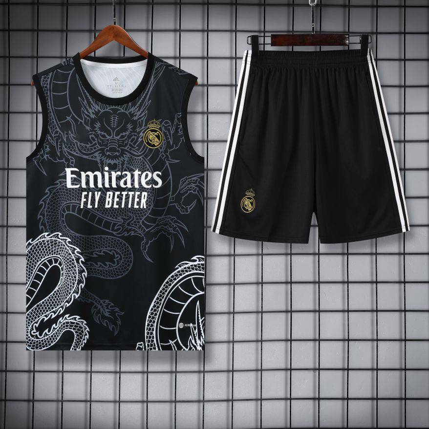 24-25 Real Madrid jersey sleeveless training suit new pants double pocket