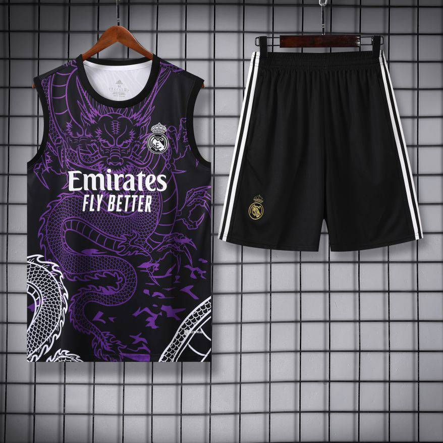 24-25 Real Madrid jersey sleeveless training suit new pants double pocket